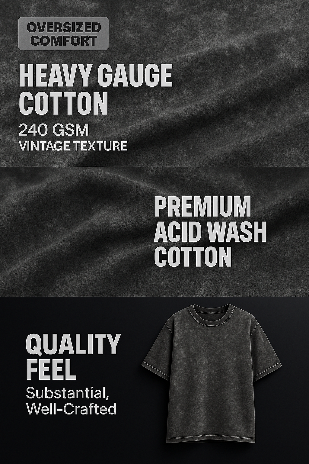 Luminous Deer : Acid Wash 240 GSM Oversized Tee