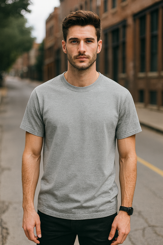 Grey Melange Regular Fit T-Shirt