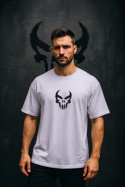 Dark Skull Stencil Oversized T-Shirt