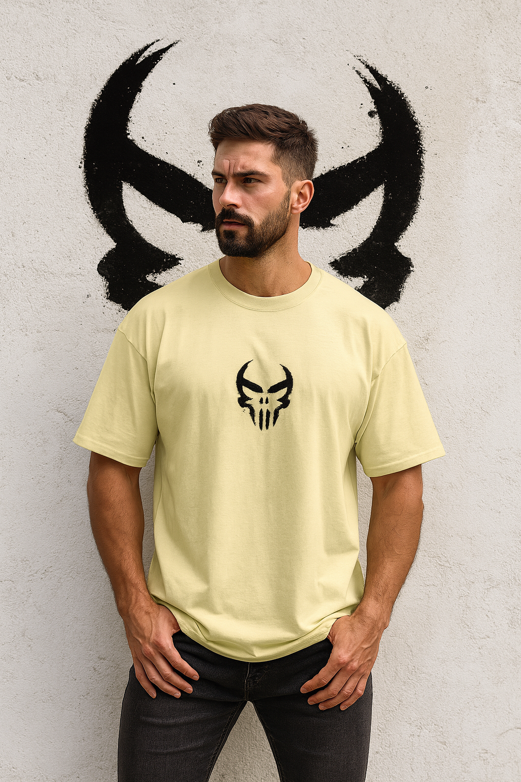 Dark Skull Stencil Oversized T-Shirt