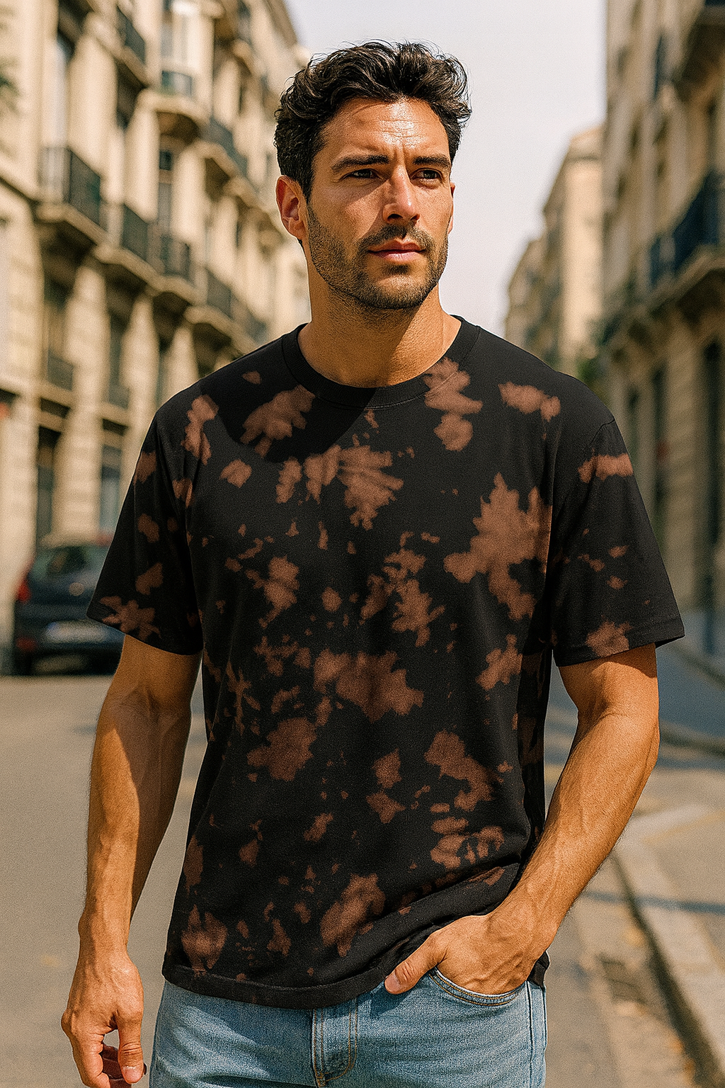 Brown Black Tie Dye Oversized T-Shirt | 260 GSM HeavyWeight | The Silora